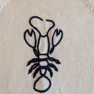 Talbots Cream Sweater with Black Lobster Design